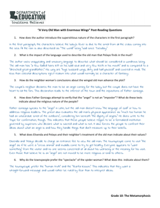 Post Reading Questions Handout Completed Learnzillion